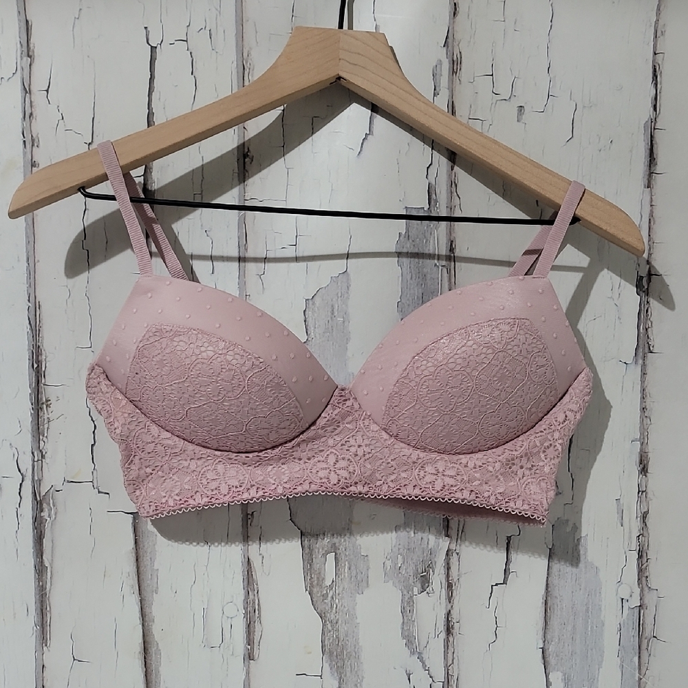 Victoria's Secret Lace Bralet - Light Pink/Purple Size L